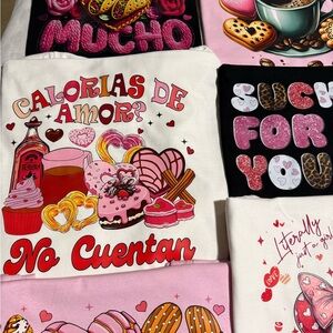 Graphic Adult Shirts - S, M & L available. Colors are White, pink, red, or black